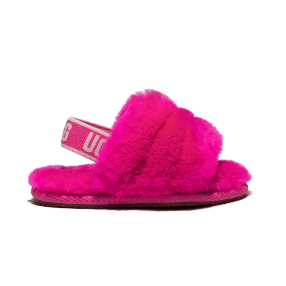 UGG Kids Pink Fluffy Sandals